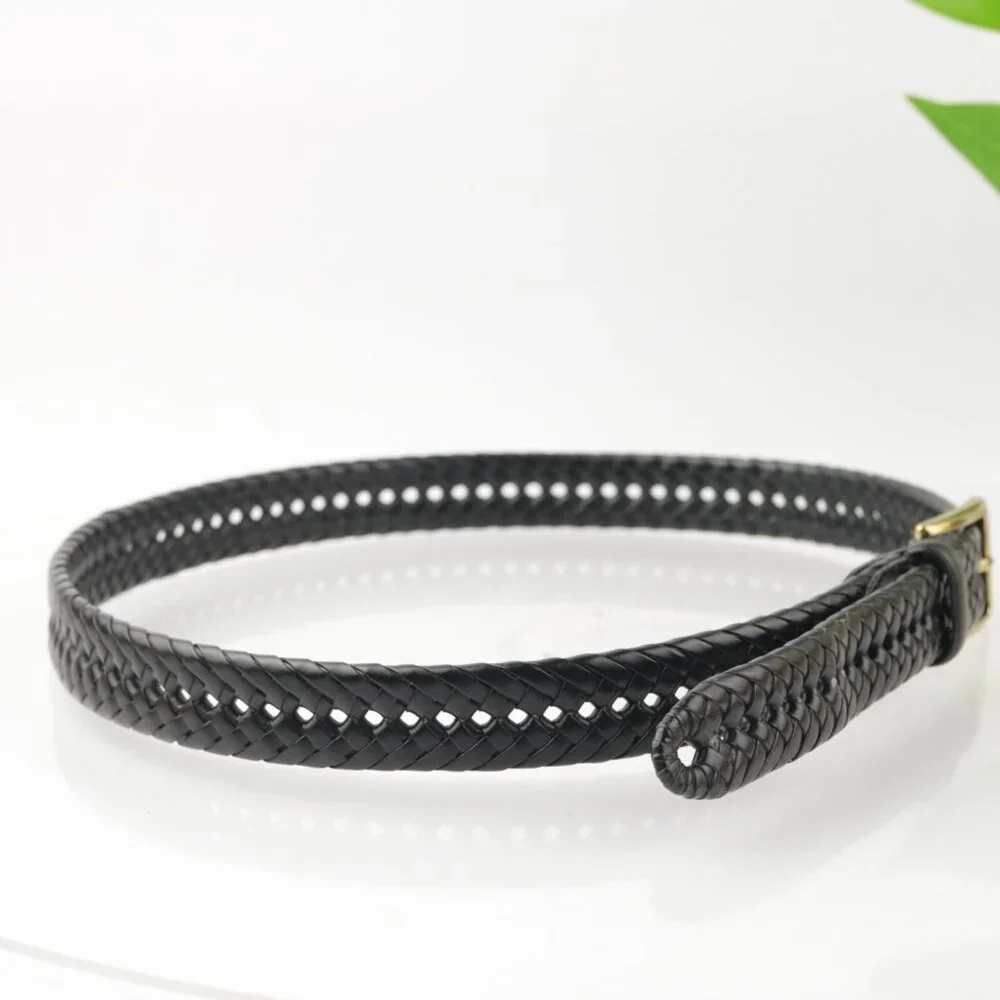 Dockers Mens Belt Size 36 Black Leather Woven Braided Brass Square Prong Buckle - Picture 3 of 10